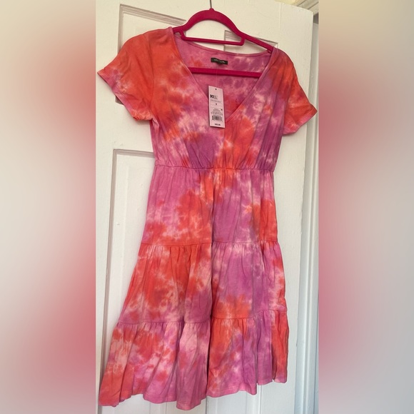 BNWT! wild fable, by Target, pink & orange, faded tie dye, mini babydoll dress - Picture 3 of 11